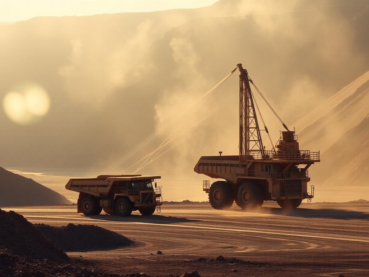 Mining trucks at open pit