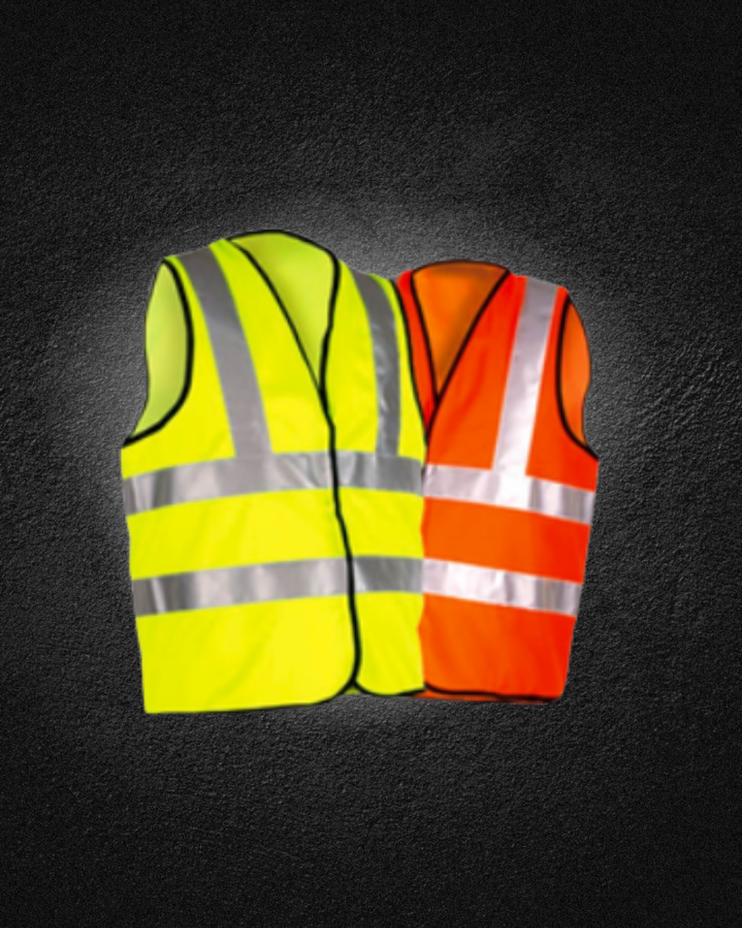 Safety vests on workshop bench